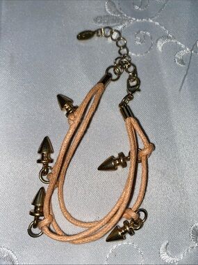 Vintage Aldo Gold Accent Peach Cord Bracelet by